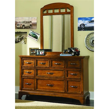 Youth Mirror and Ten Drawer Dresser Combination